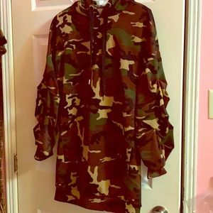 Camouflage sweater dress